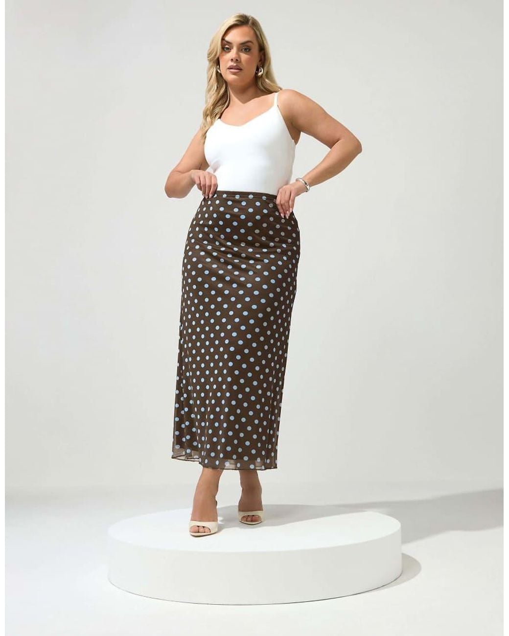 Yours Clothing Brown Polka Dot Maxi Skirt