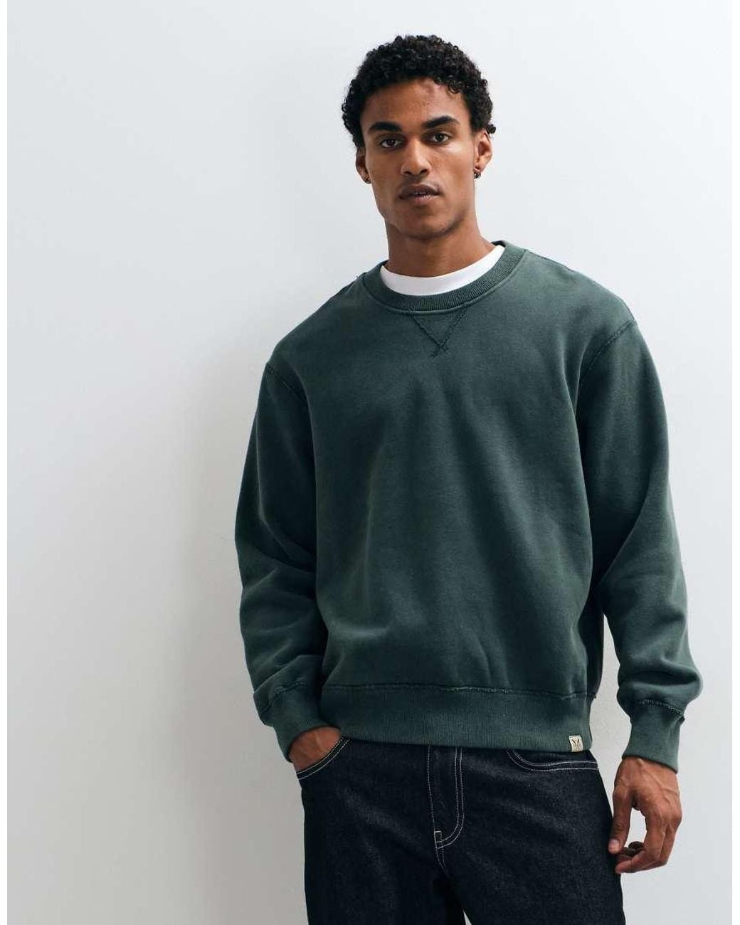 Abercrombie & Fitch Green Essential Crew Neck Sweatshirt for men
