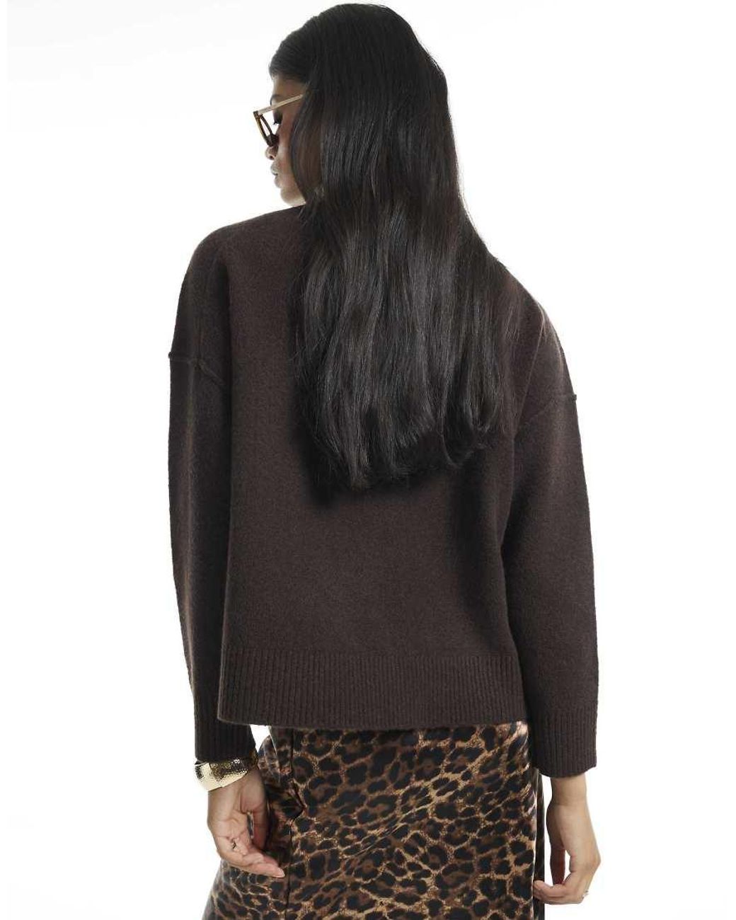River Island Black Leopard Print Hybrid Jumper Dress
