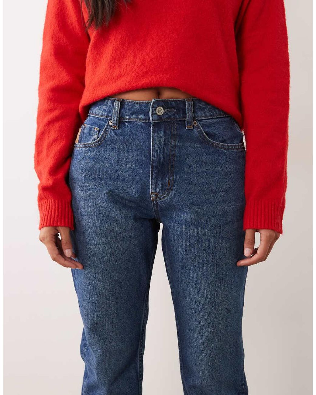 ASOS Blue Asos Design Petite 90S Straight Leg Jeans