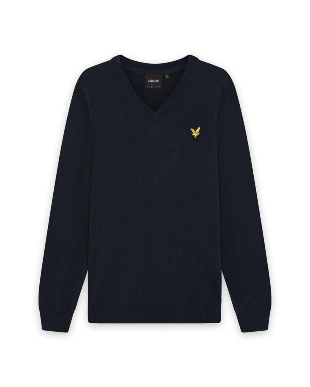 Lyle & Scott Blue Mid Knits Knitted V-Neck Jumper for men