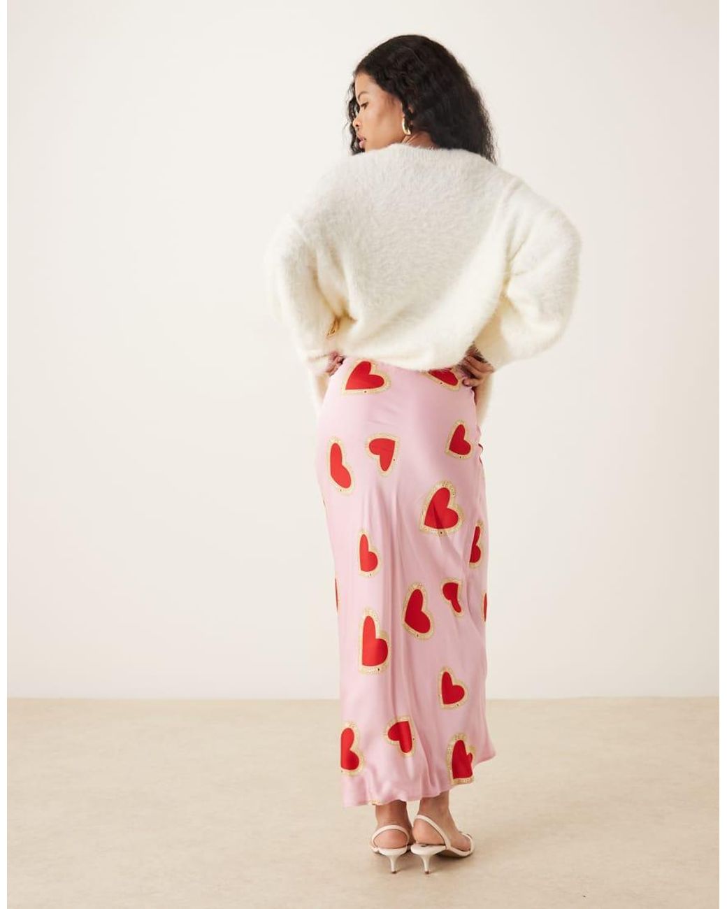 Never Fully Dressed Pink Petite Dorris Satin Maxi Slip Skirt