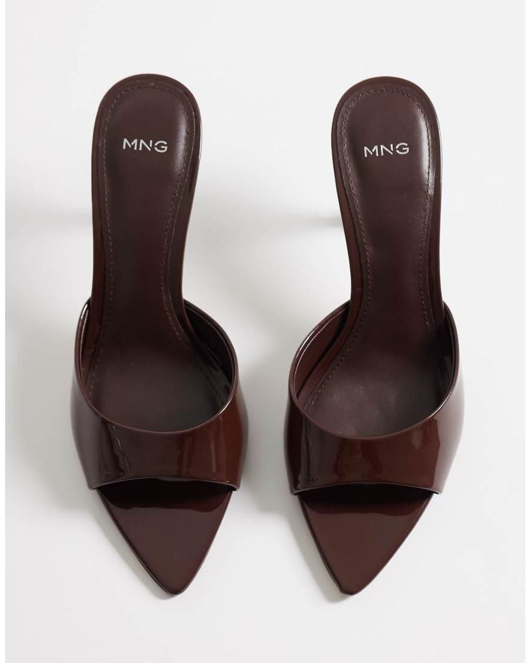 Mango Natural Faux Patent Leather Heeled Mules