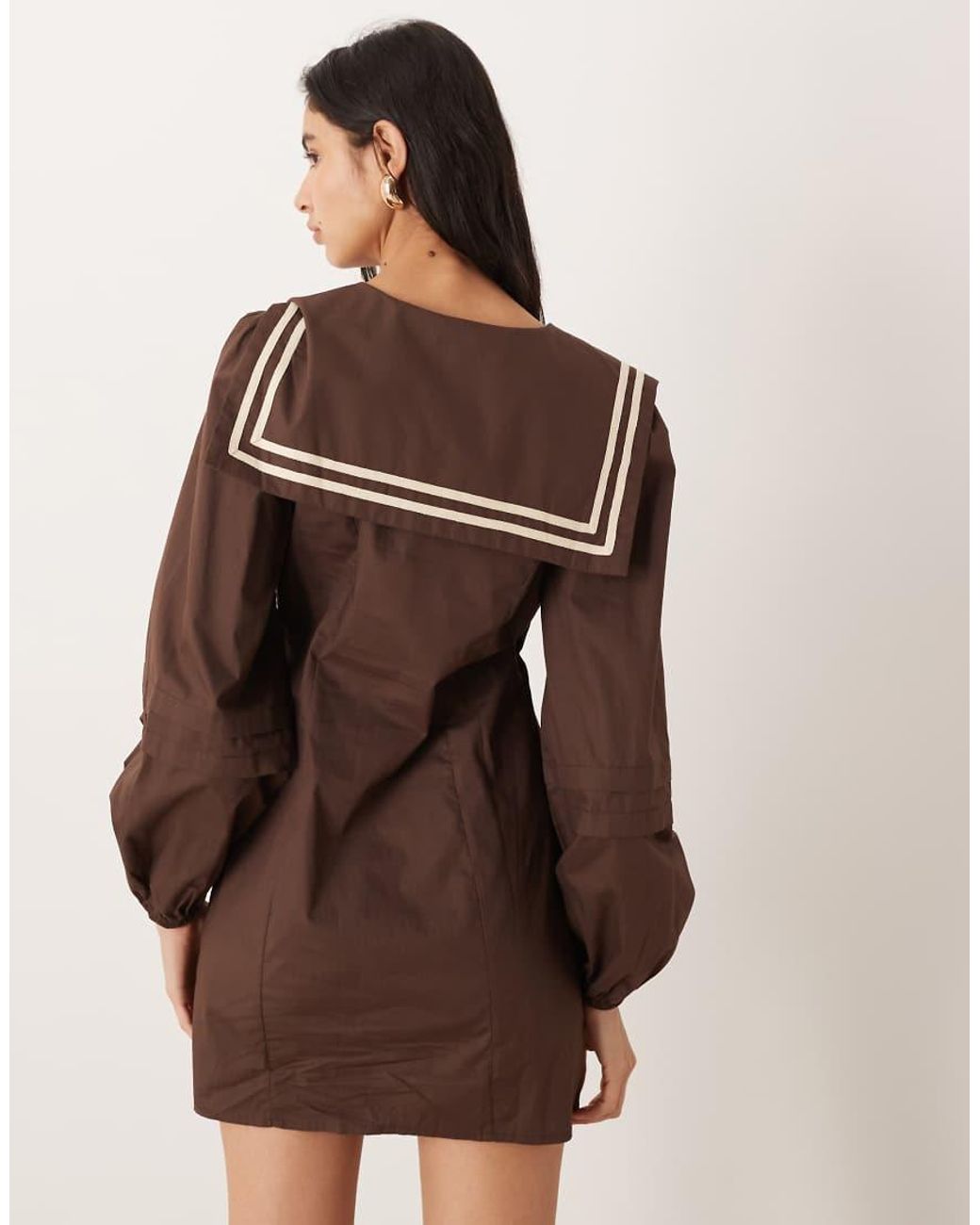 Glamorous Natural Square Neck Collar Smock Mini Dress