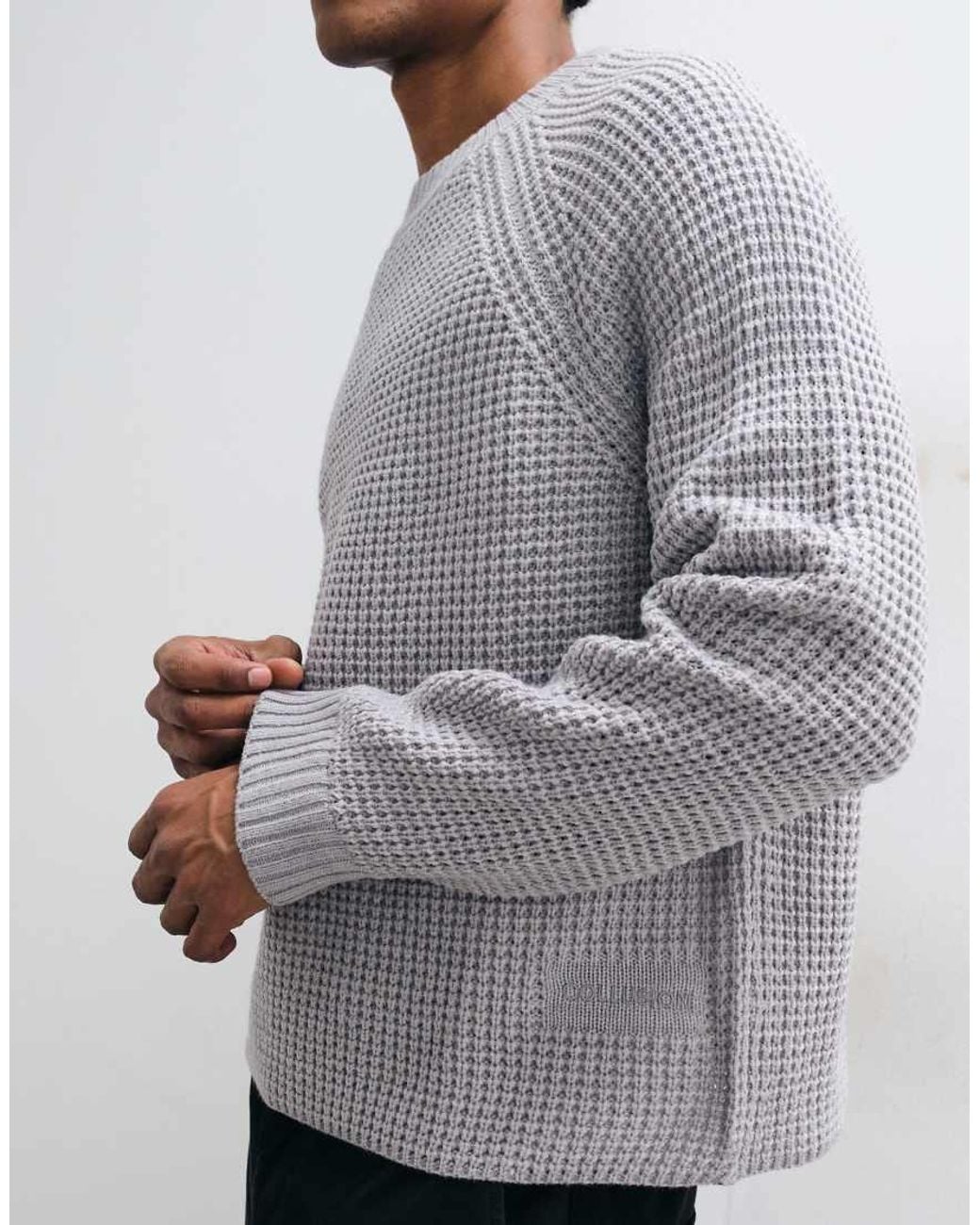 Collusion Gray Knitted Boxy Sweater Jumper for men