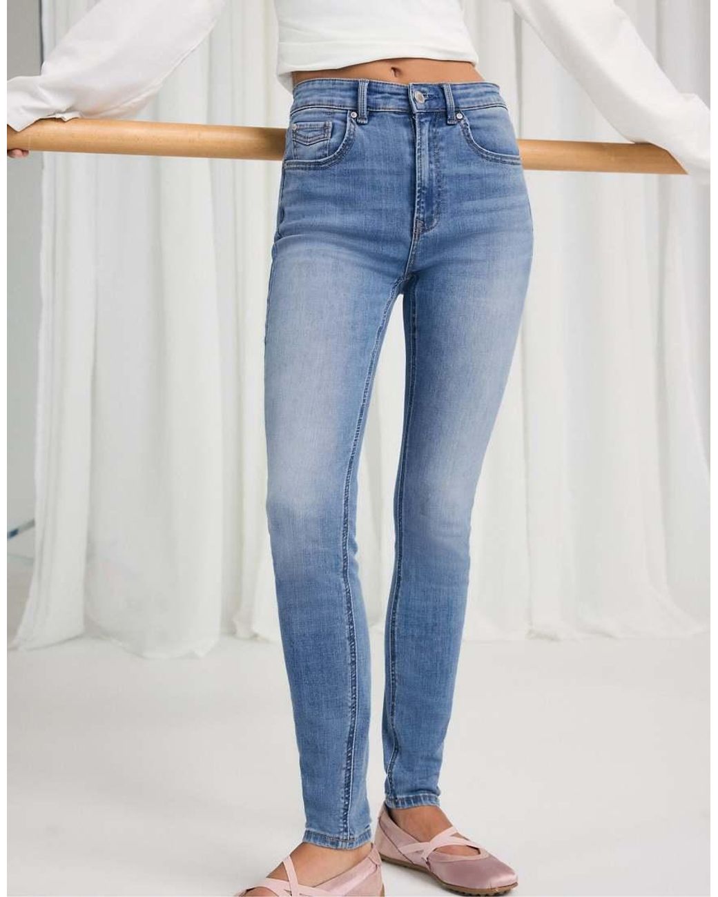 Stradivarius Blue D07 High-Waist Skinny Jeans