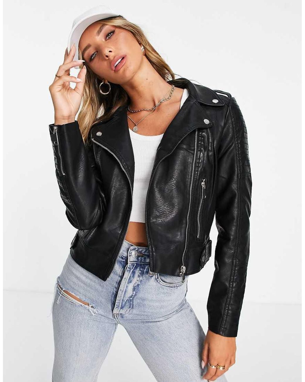 Vero Moda Black Faux Leather Biker Jacket