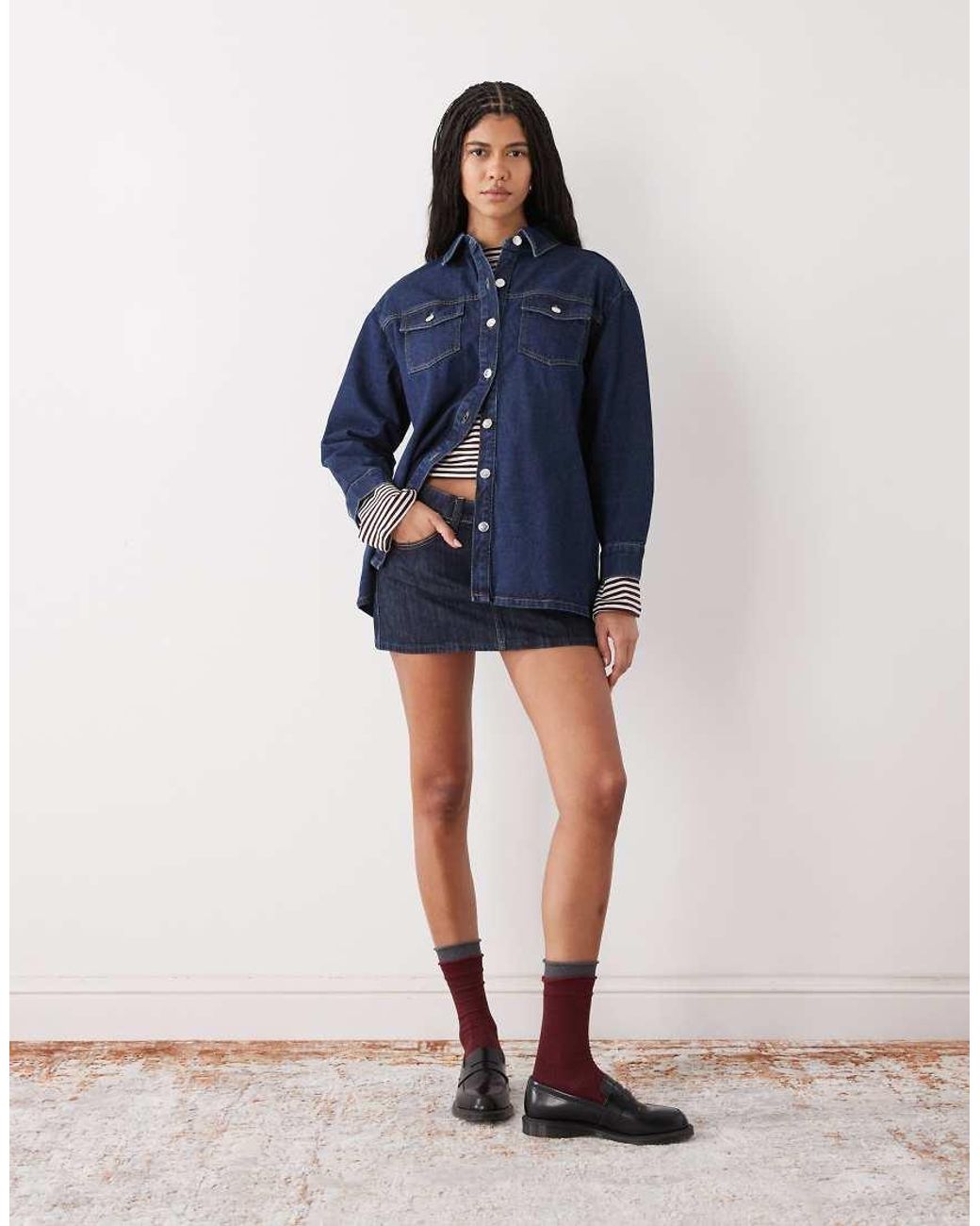 Miss Selfridge Blue Long Sleeve Easy Denim Shirt