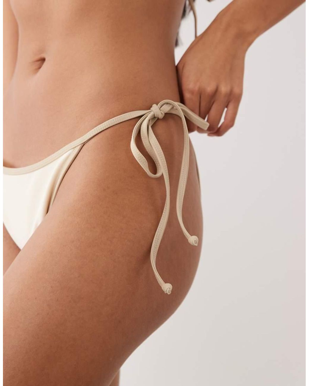 South Beach Brown Tieside Bikini Bottom With Contrast Trim