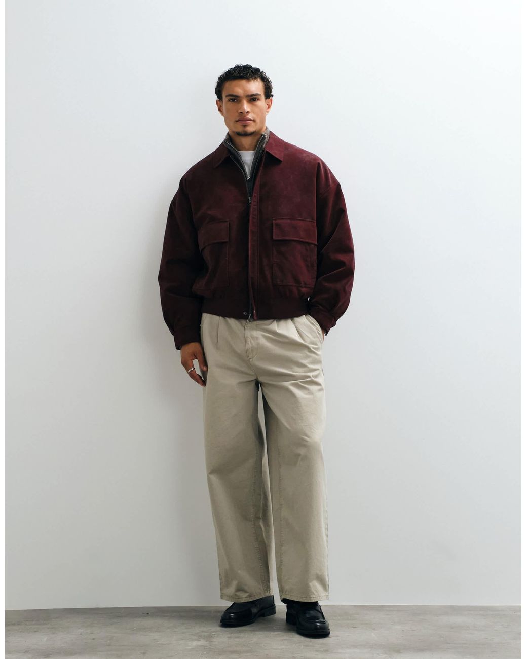 Bomber en daim ASOS pour homme en coloris Red