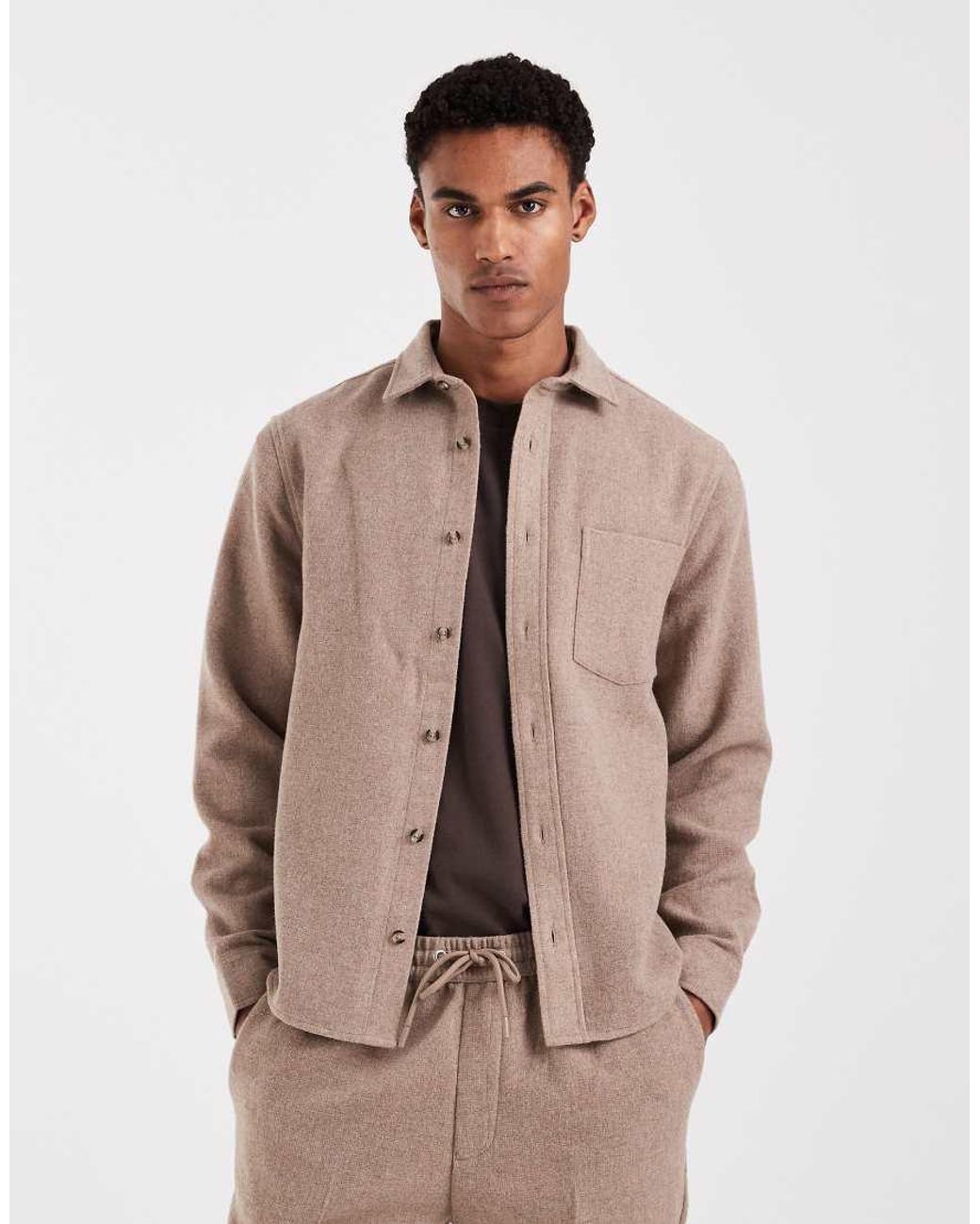 Camicia Giacca Testurizzata di ASOS in Natural da Uomo