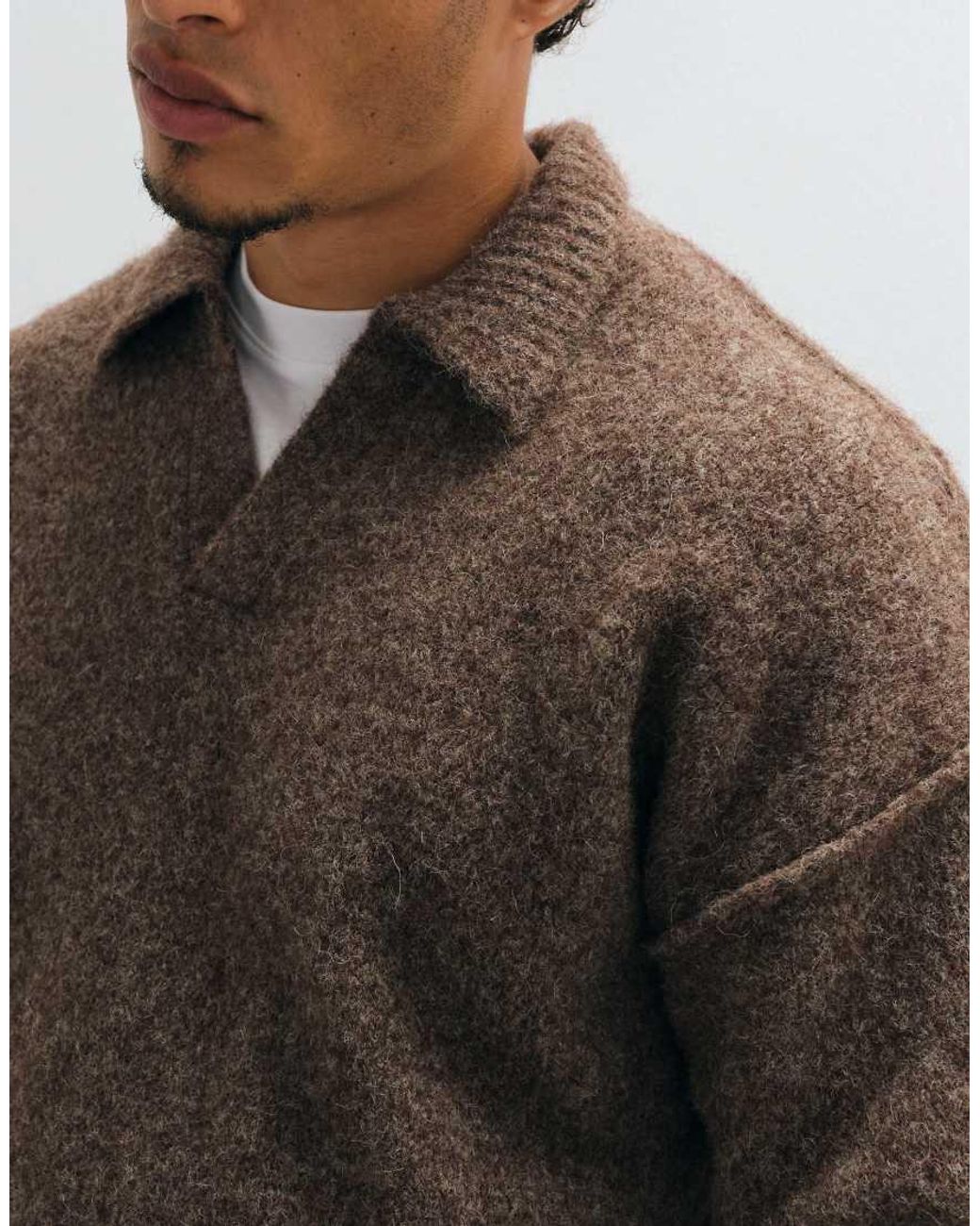 ASOS Gray Relaxed Knitted Exposed Seam Notch Neck Jumper for men