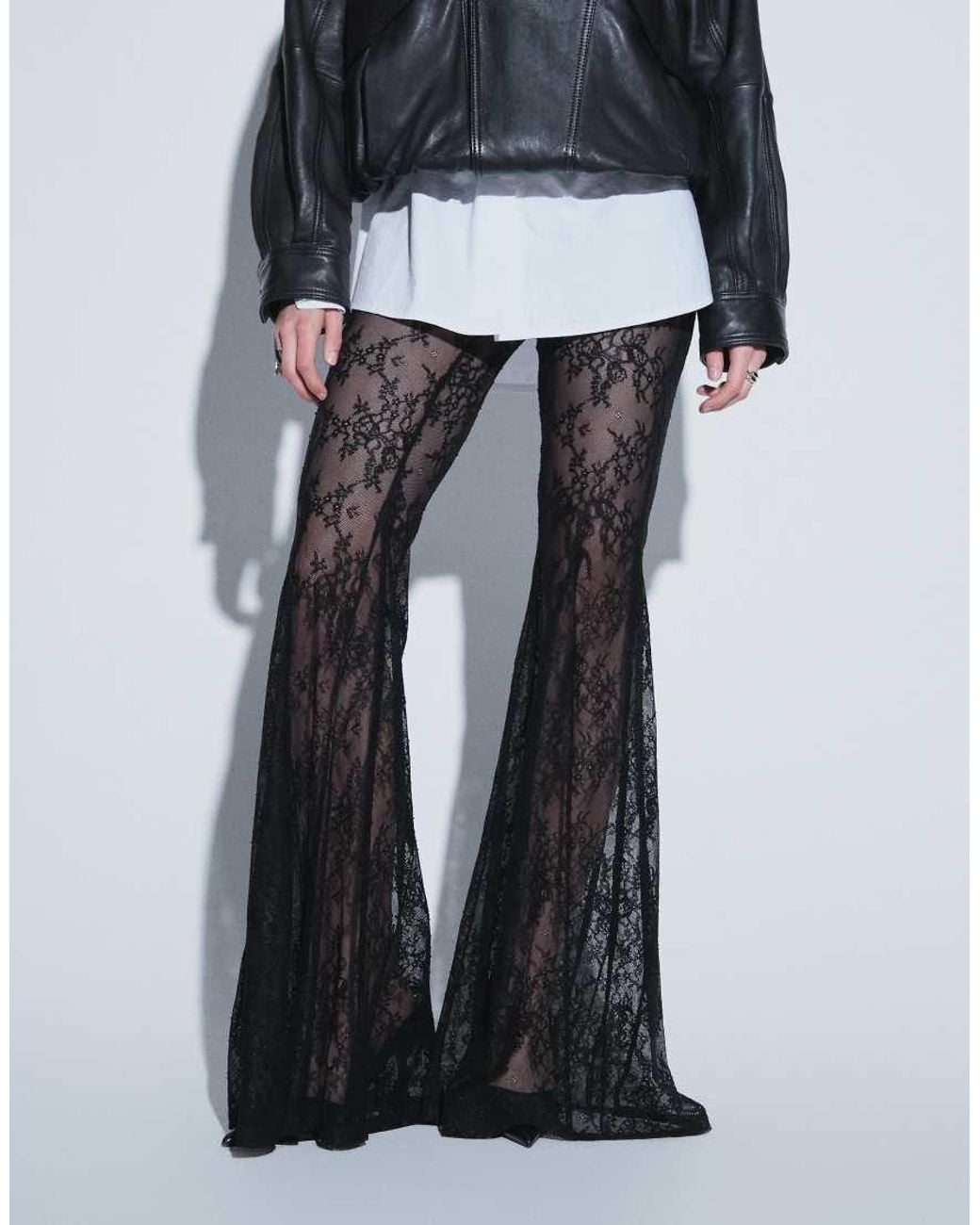 Noughts & Kisses Blue Dakota Lace Flared Pant