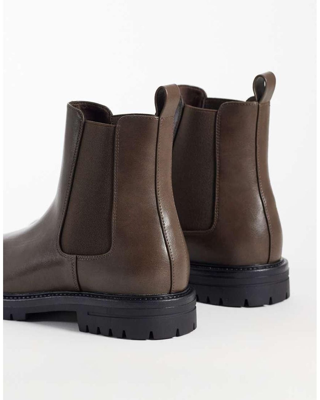 ASOS Brown Chelsea Boots With Cleated Sole for men