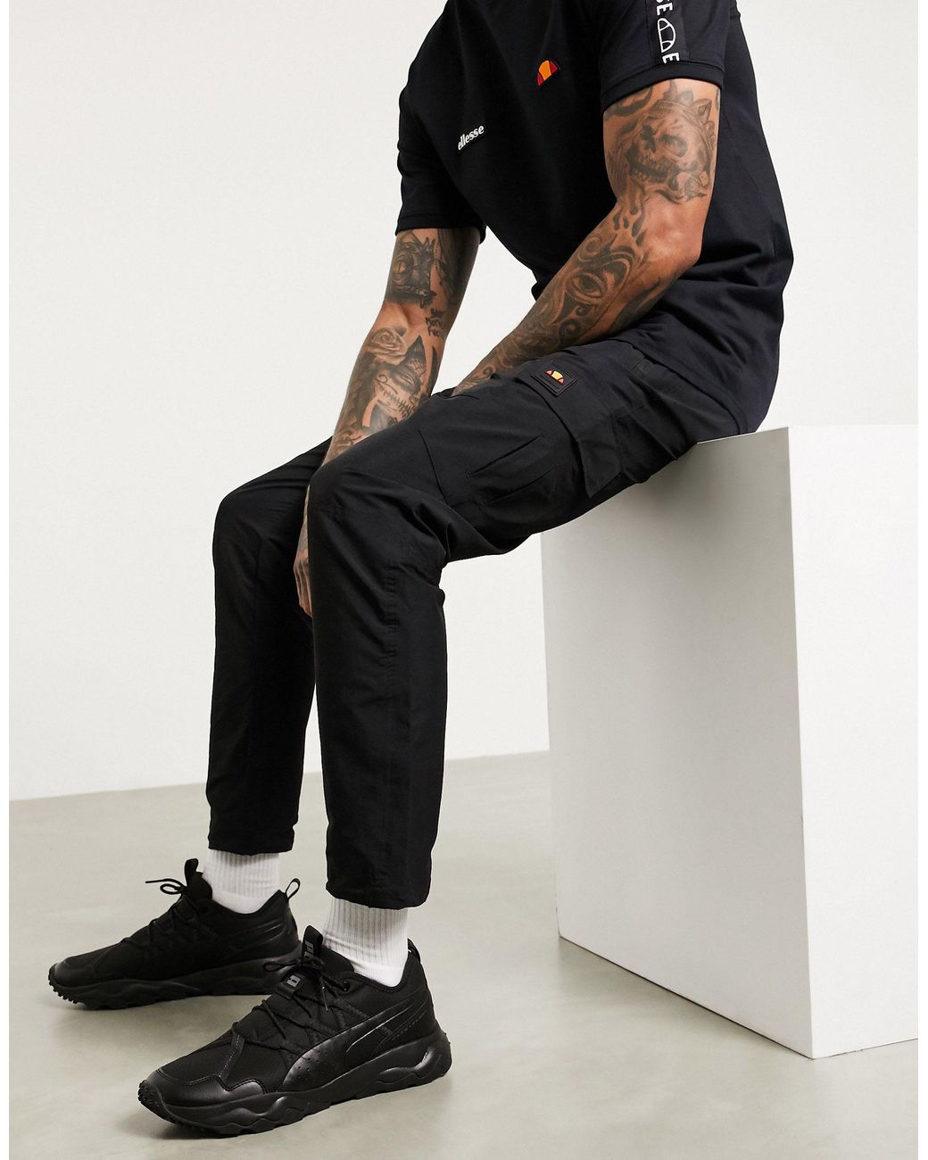 Ellesse Augustino Cargo Pant in Black 