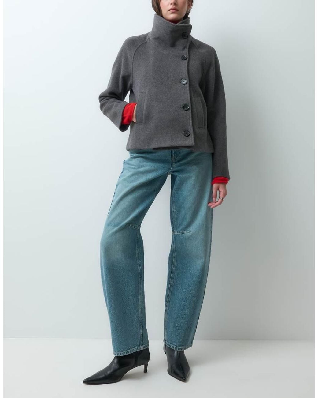 Mango Gray Teen Funnel Neck Short Jacket