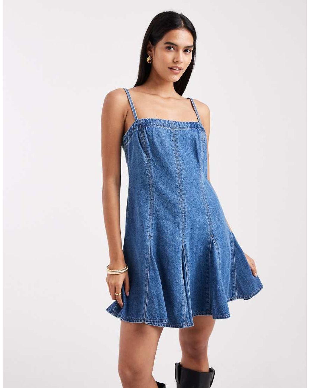 Levi's Blue Denim Pleated Mini Dress