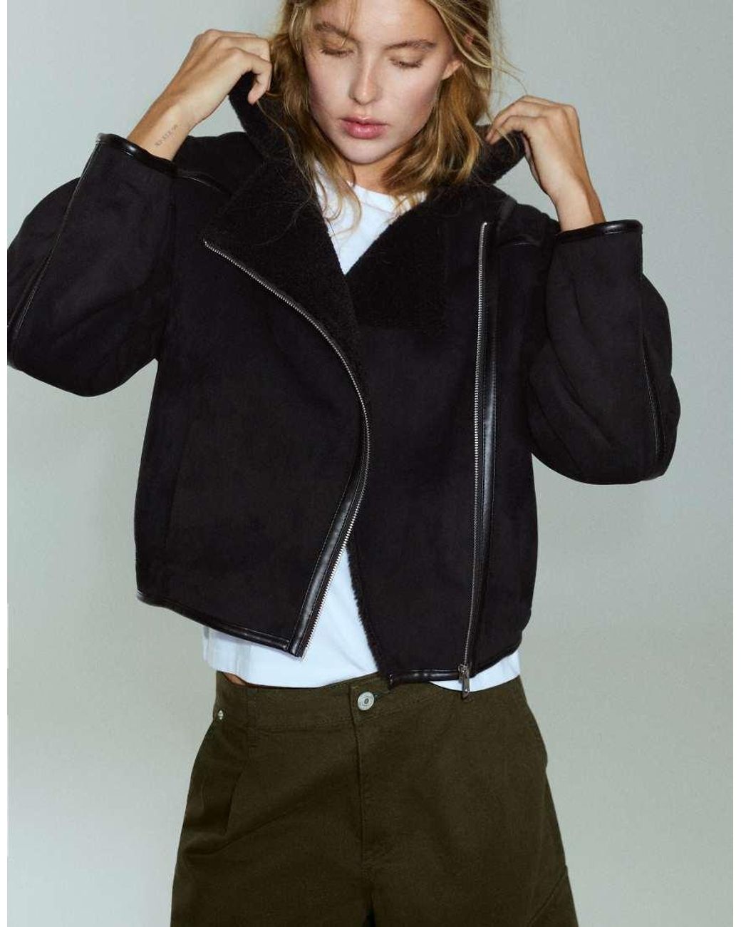 Pull&Bear Green Double-faced Jacket