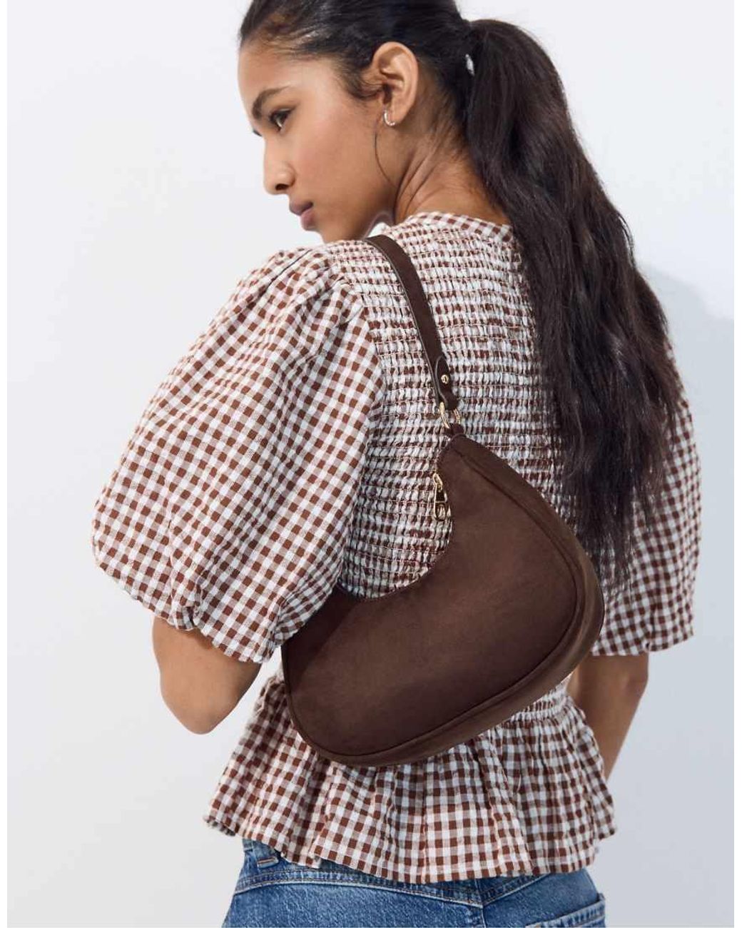 Stradivarius White Half-moon Shoulder Bag
