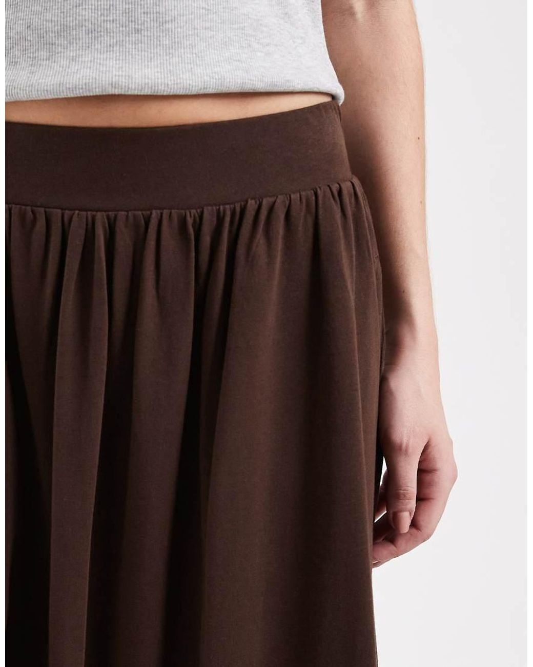 Threadbare Brown Jersey A-line Midaxi Skirt