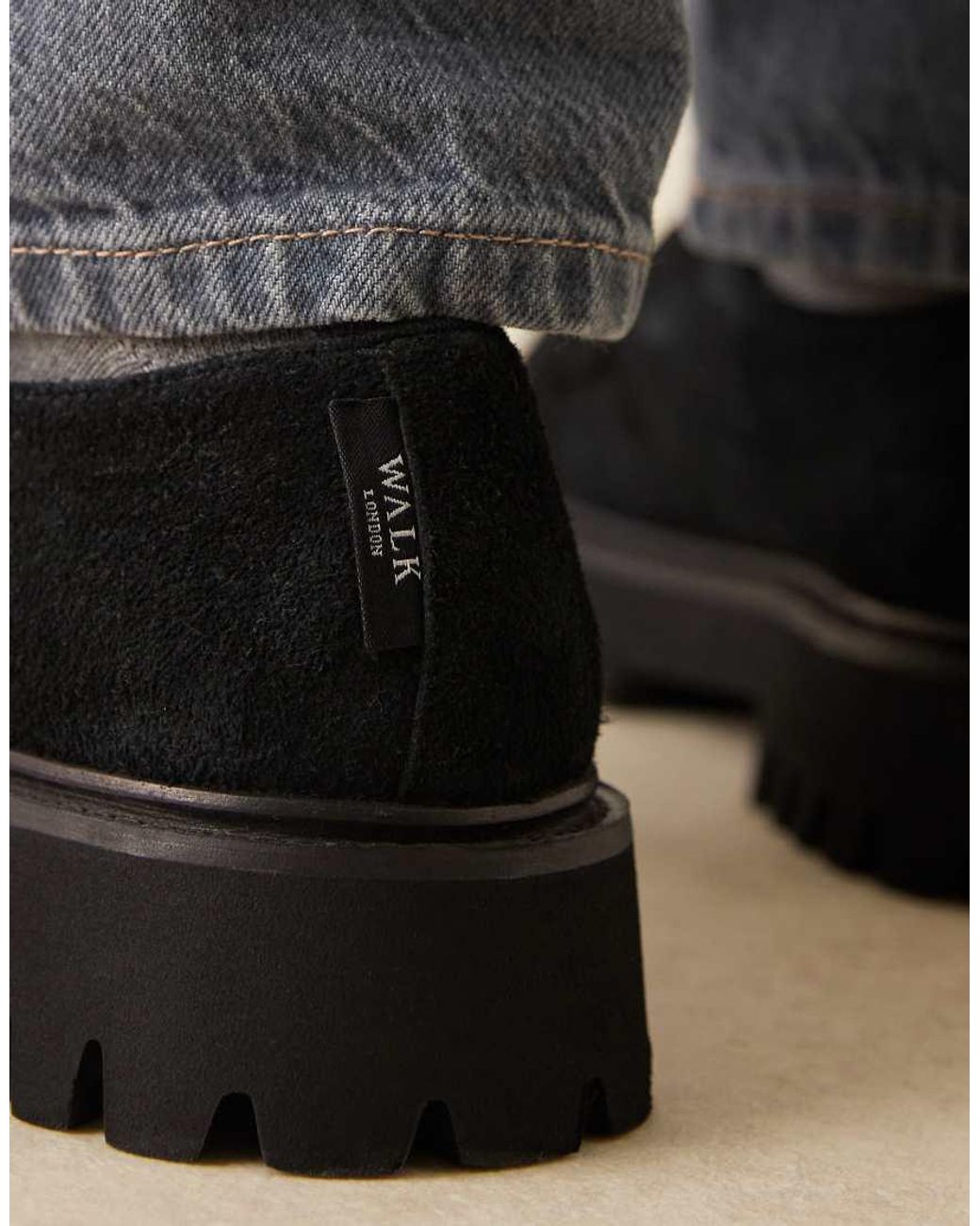 Walk London Black Hopper Apron Shoe for men