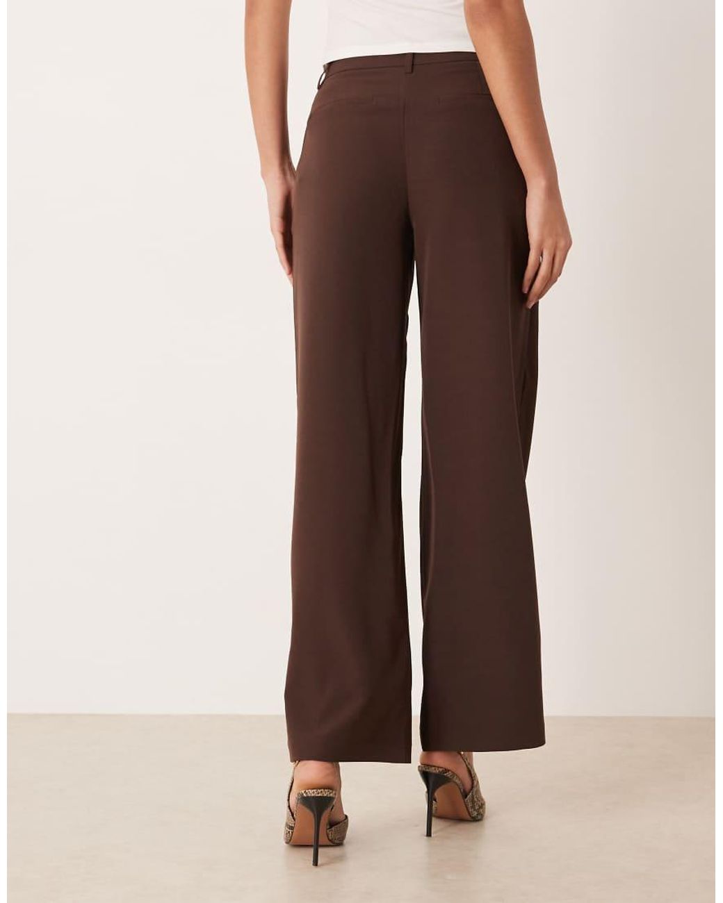 Vila Brown Wide Leg Tailored Trousers Co-ord