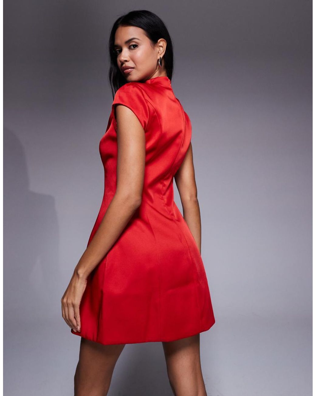 Bardot Red Delphi Satin Mini Dress