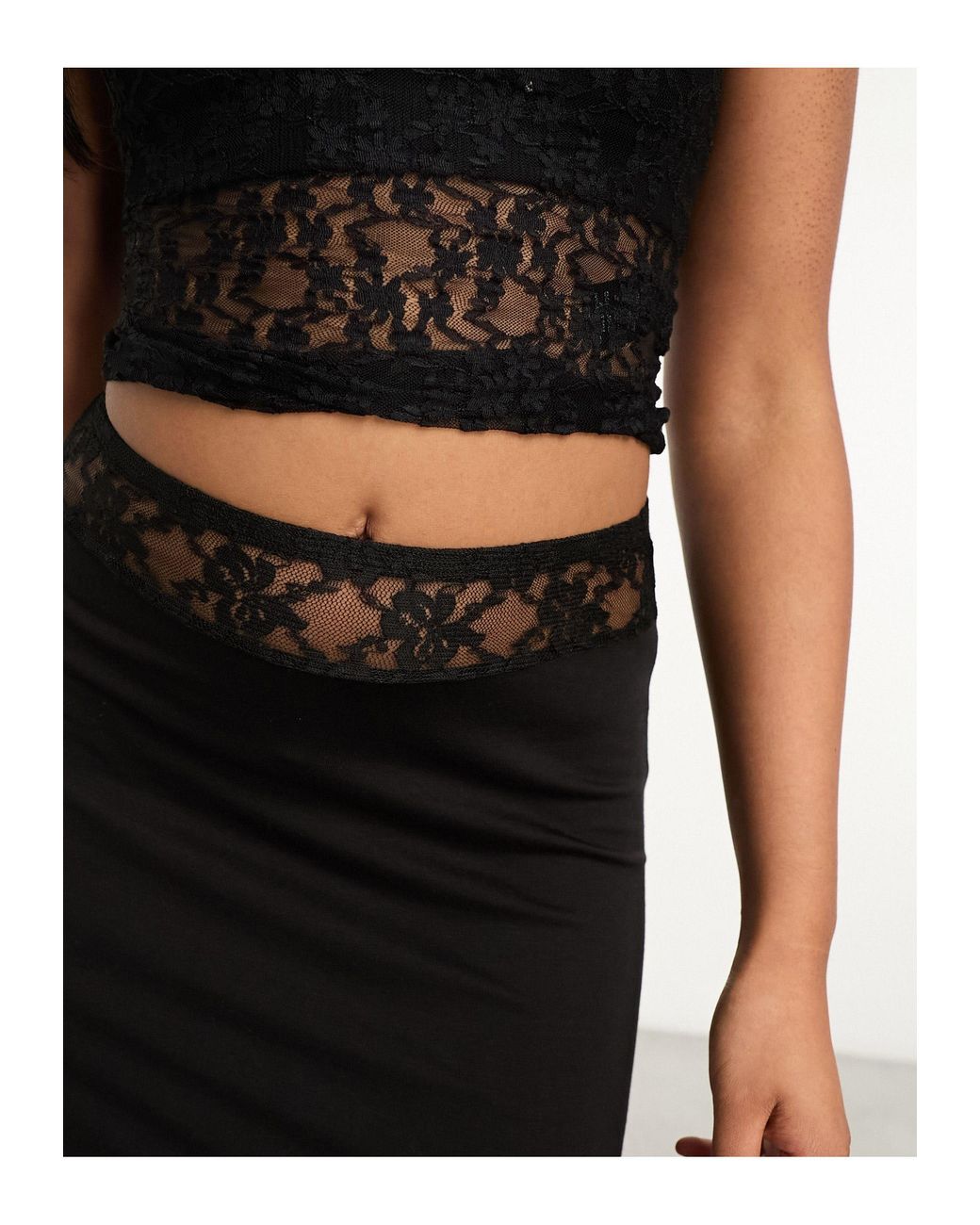 Collusion Lace Panel Maxi Skirt in Black Lyst
