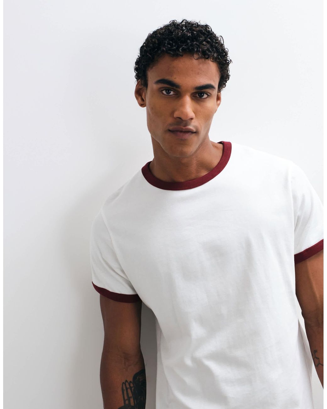 Weekday White Ringer T-shirt for men