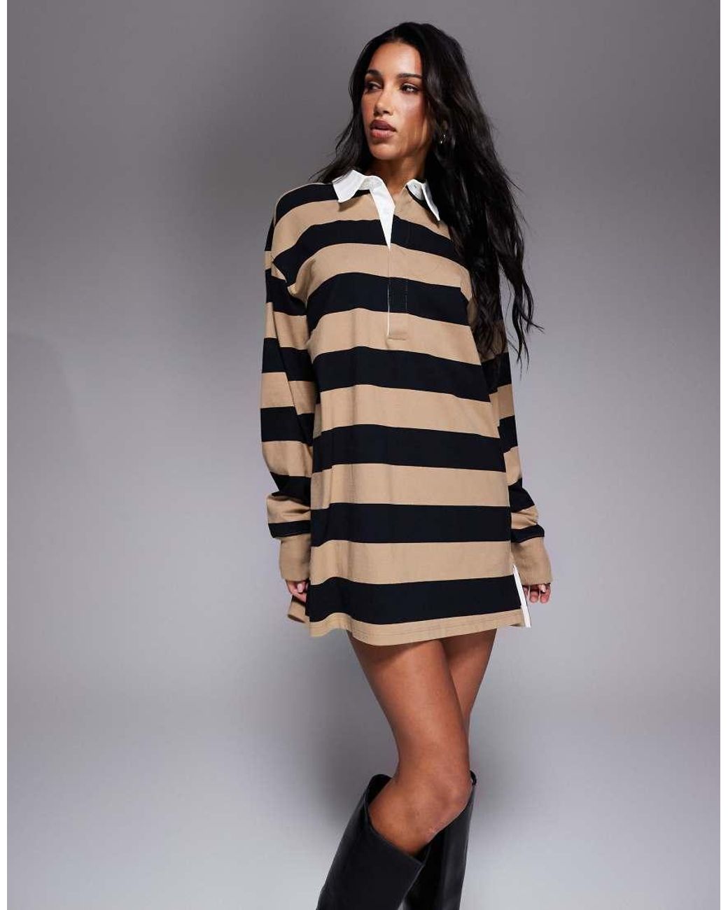GOOD AMERICAN Black Jersey Polo Mini Dress