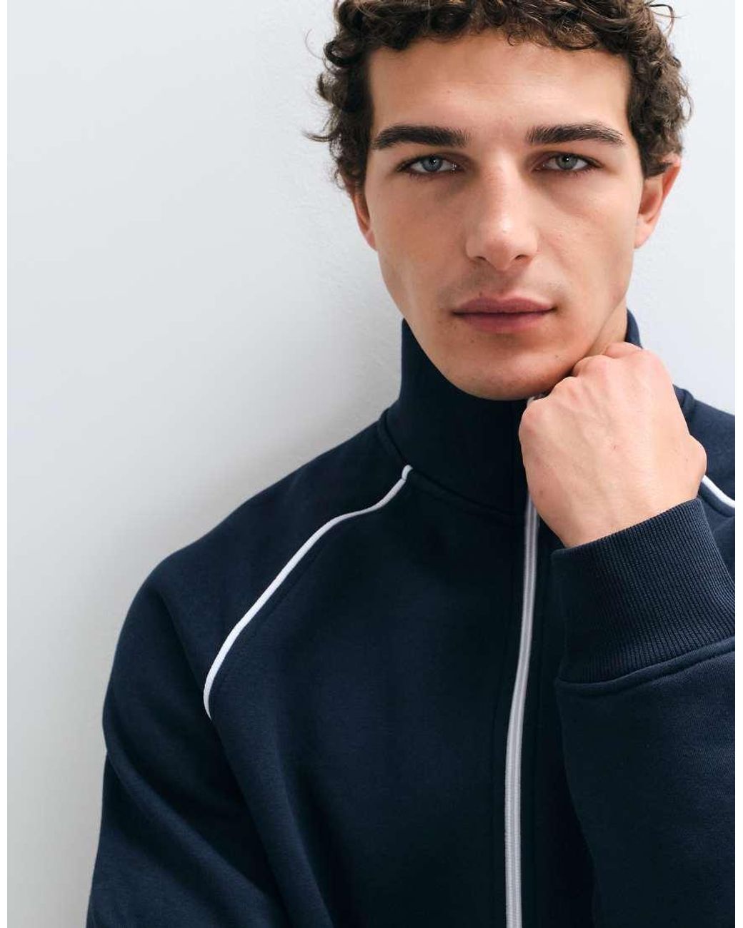 ASOS Blue Relaxed Track Jacket Co-ord With Piping for men
