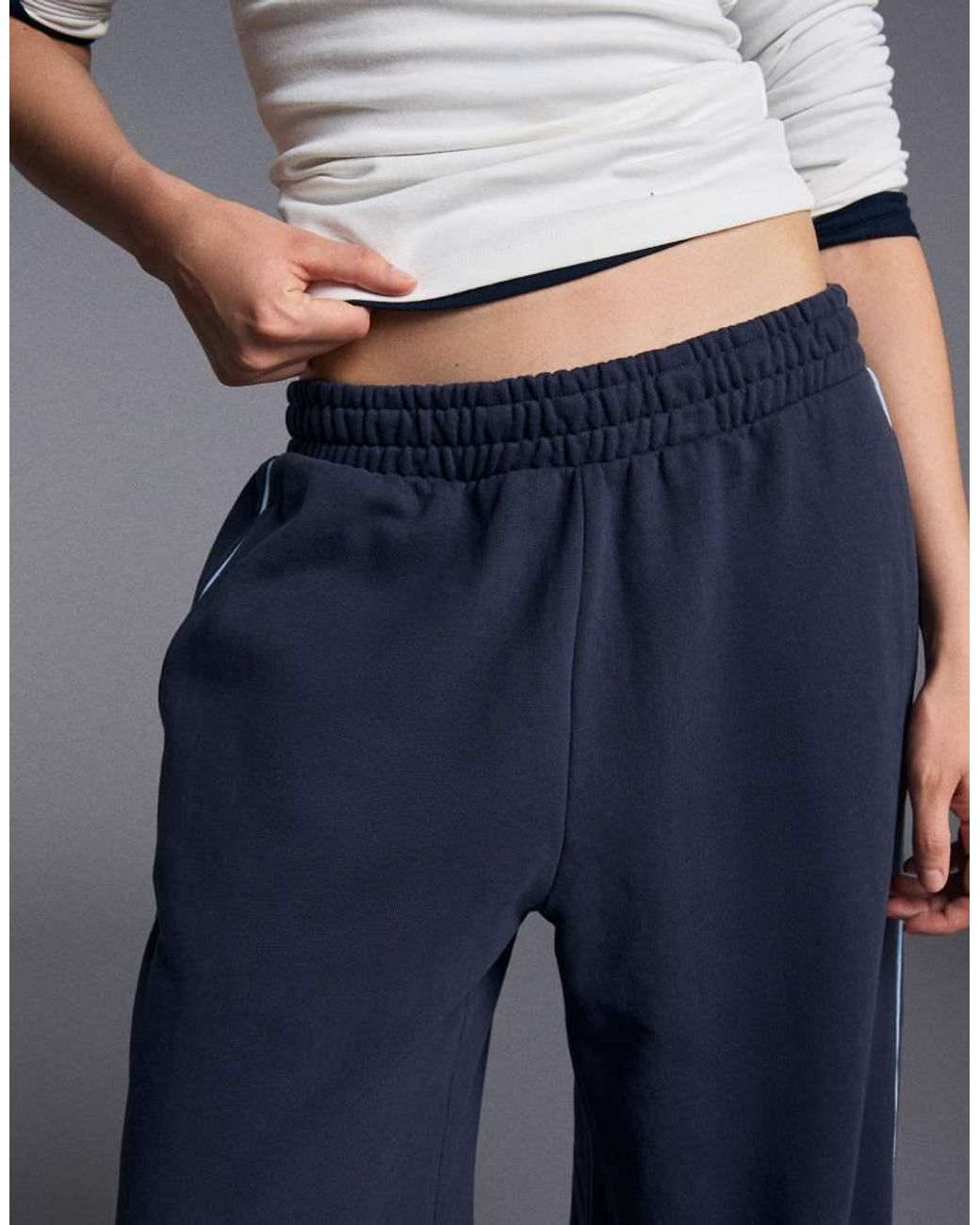 Bershka Blue Plush jogger Trousers