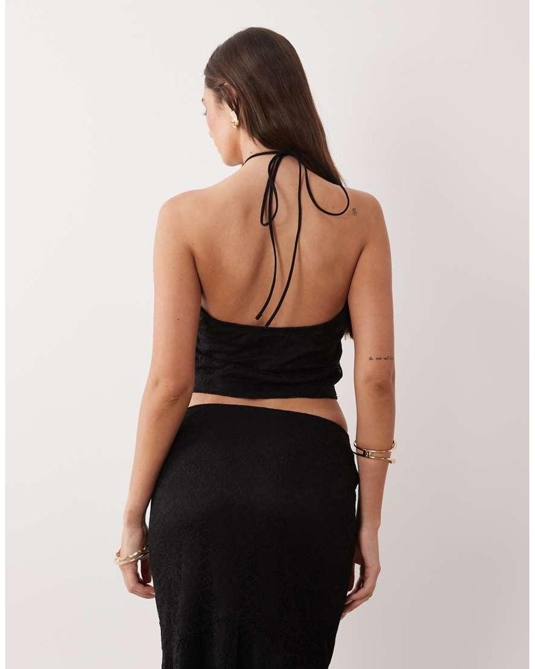 ASOS White Co-ord Lace Halter Neck Top