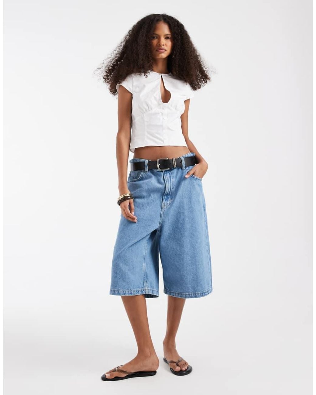 ASOS Cut Out Cap Sleeve Shirt in White | Lyst UK