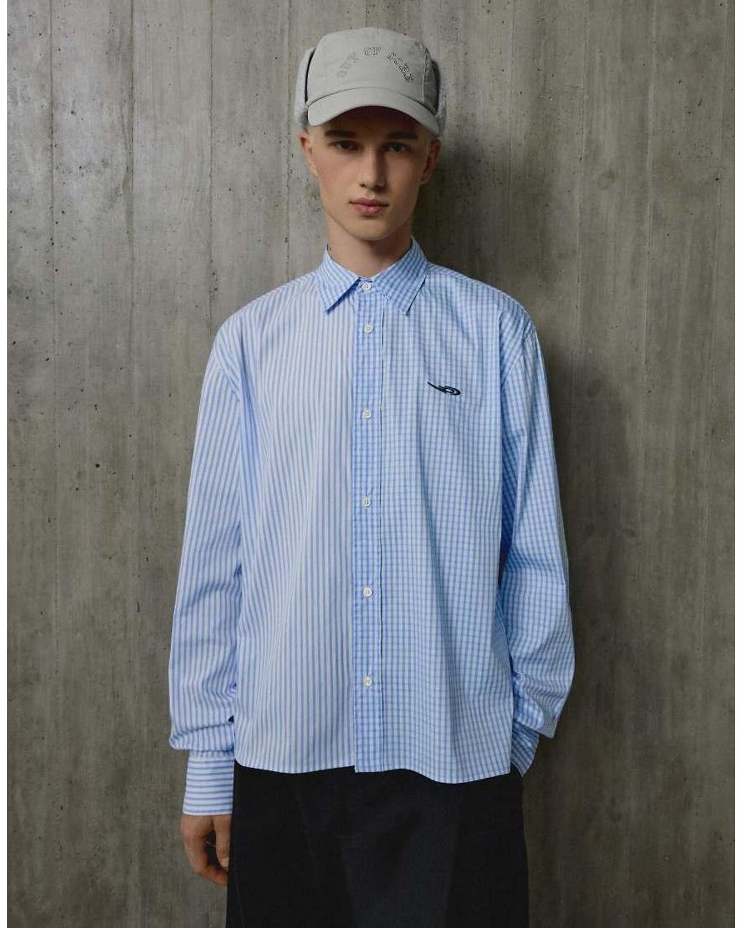 Bershka Gray Out Of Core Long Sleeve Shirt for men