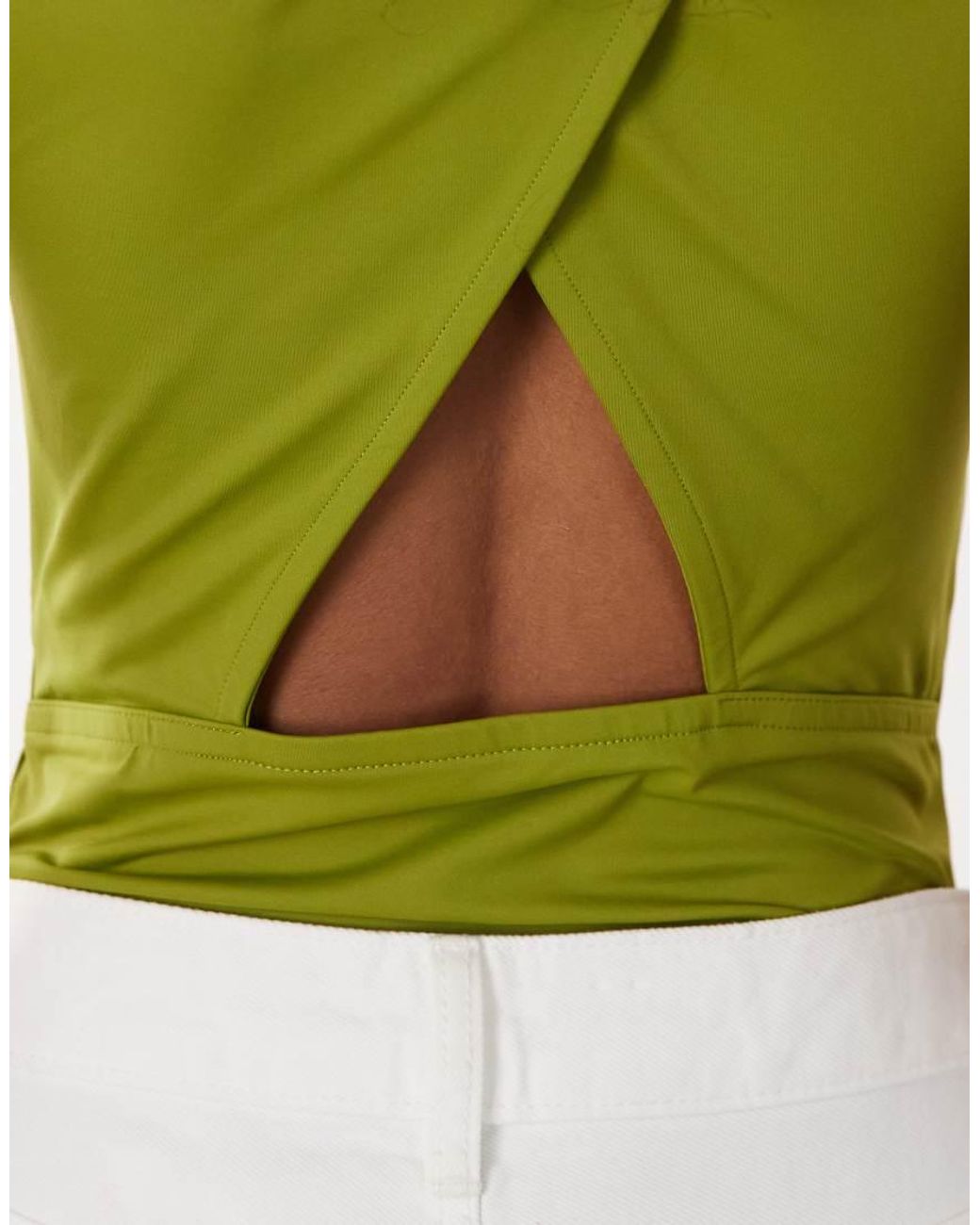 ASOS Green Polyamide Slinky Open Back Racer Bodysuit