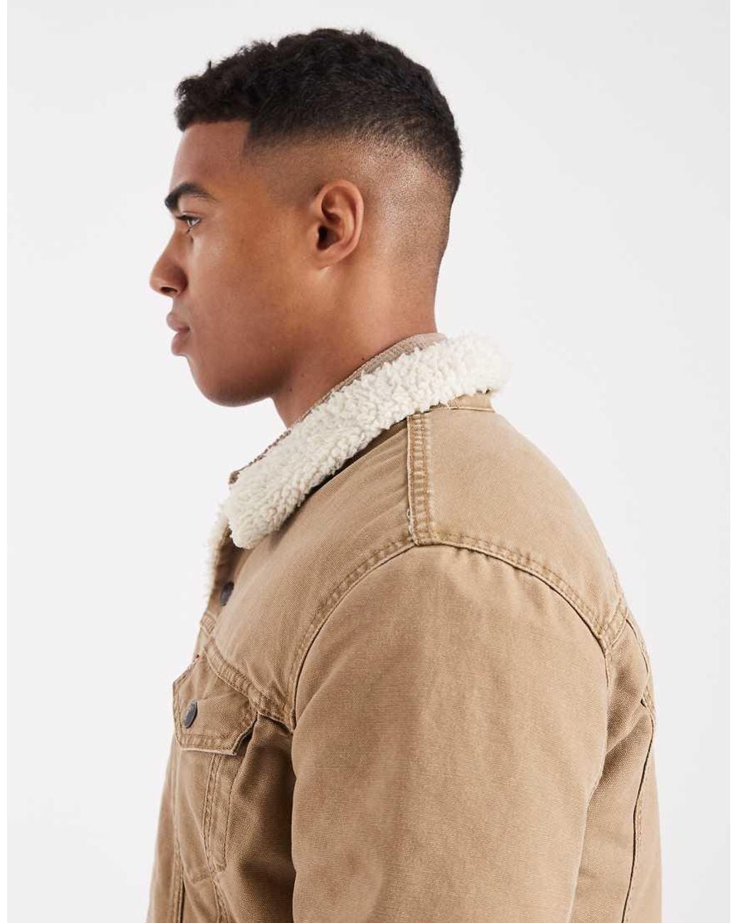 Levi's Natural Type 3 Sherpa Canvas Trucker Jacket for men