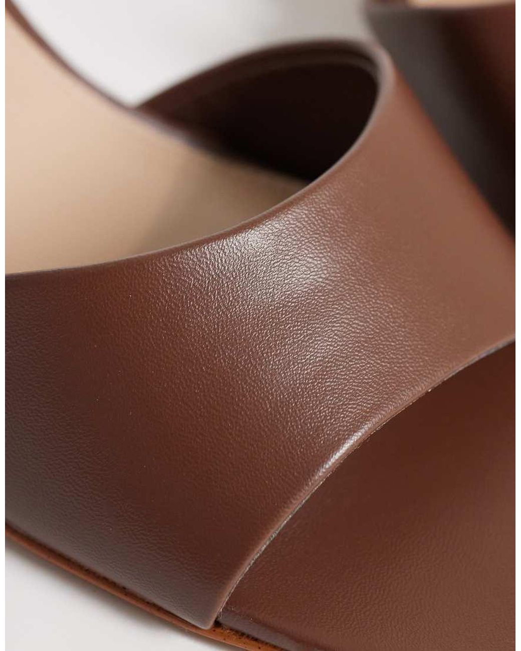 Mango Brown Faux Leather Heeled Mules