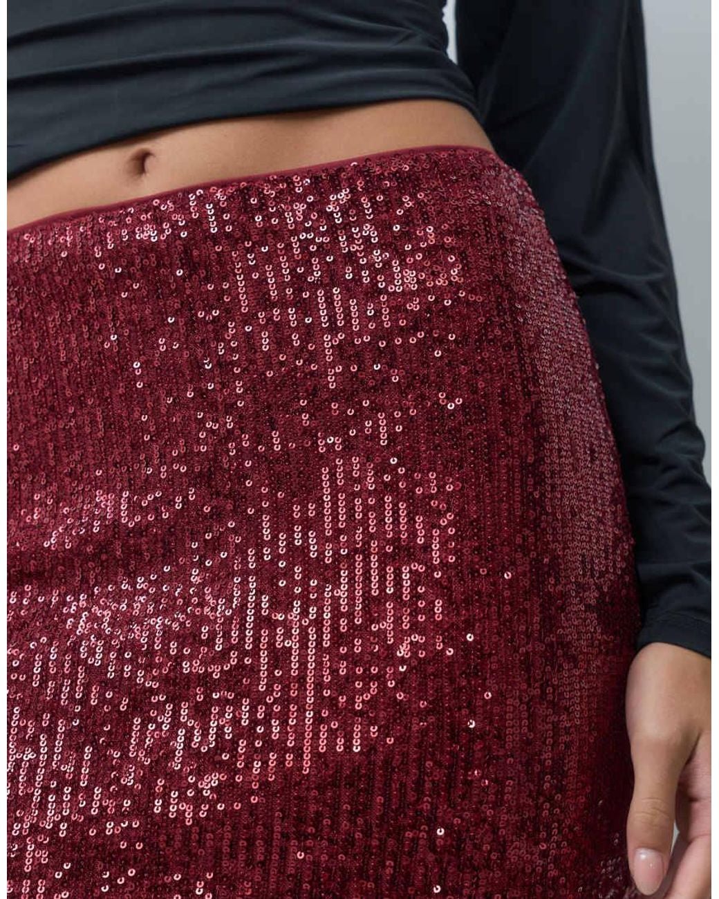 ASOS Red Allover Sequin Micro Mini Skirt