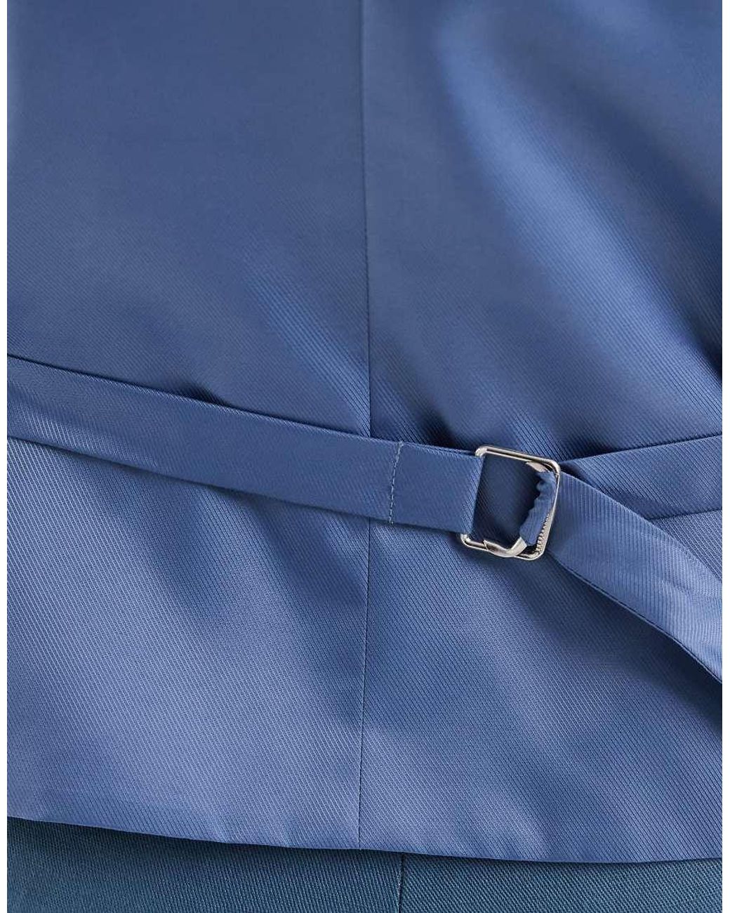 ASOS Blue Slim Linen-rich Suit Waistcoat for men