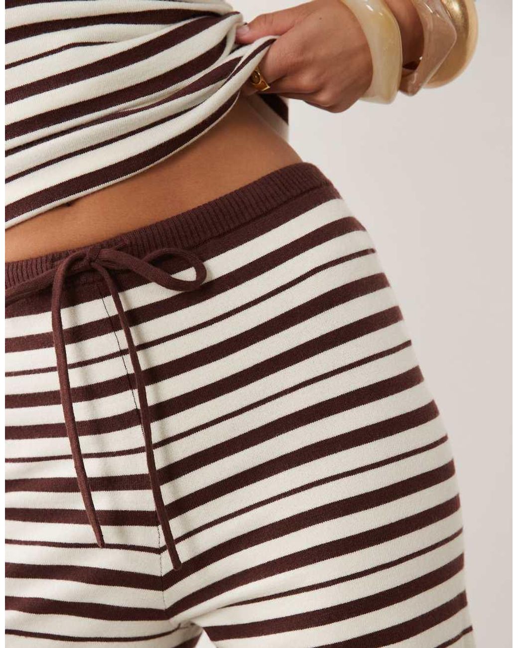 4th & Reckless Multicolor Textured Knit Drawstring Waist Wide Leg Trousers Co-Ord