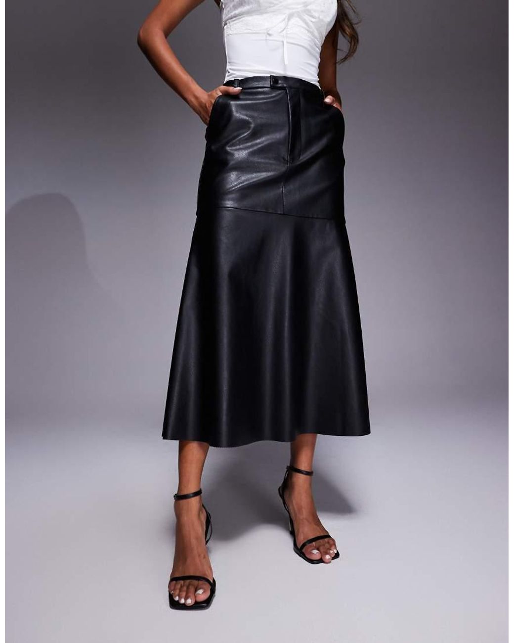 Bardot Blue Kindra Faux Leather A-line Skirt