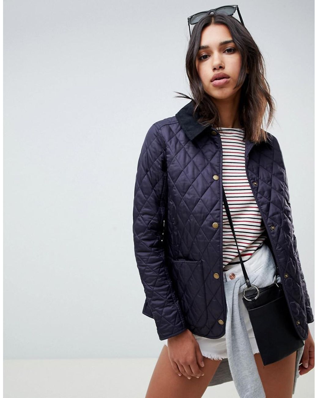Barbour Synthetic Annandale Quilted Jacket With Cord Collar in Navy (Blue)  | Lyst Australia