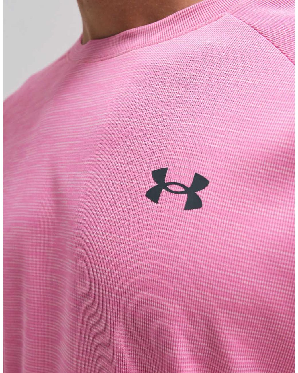 Under Armour Pink Tech Textured Short Sleeve T-shirt for men