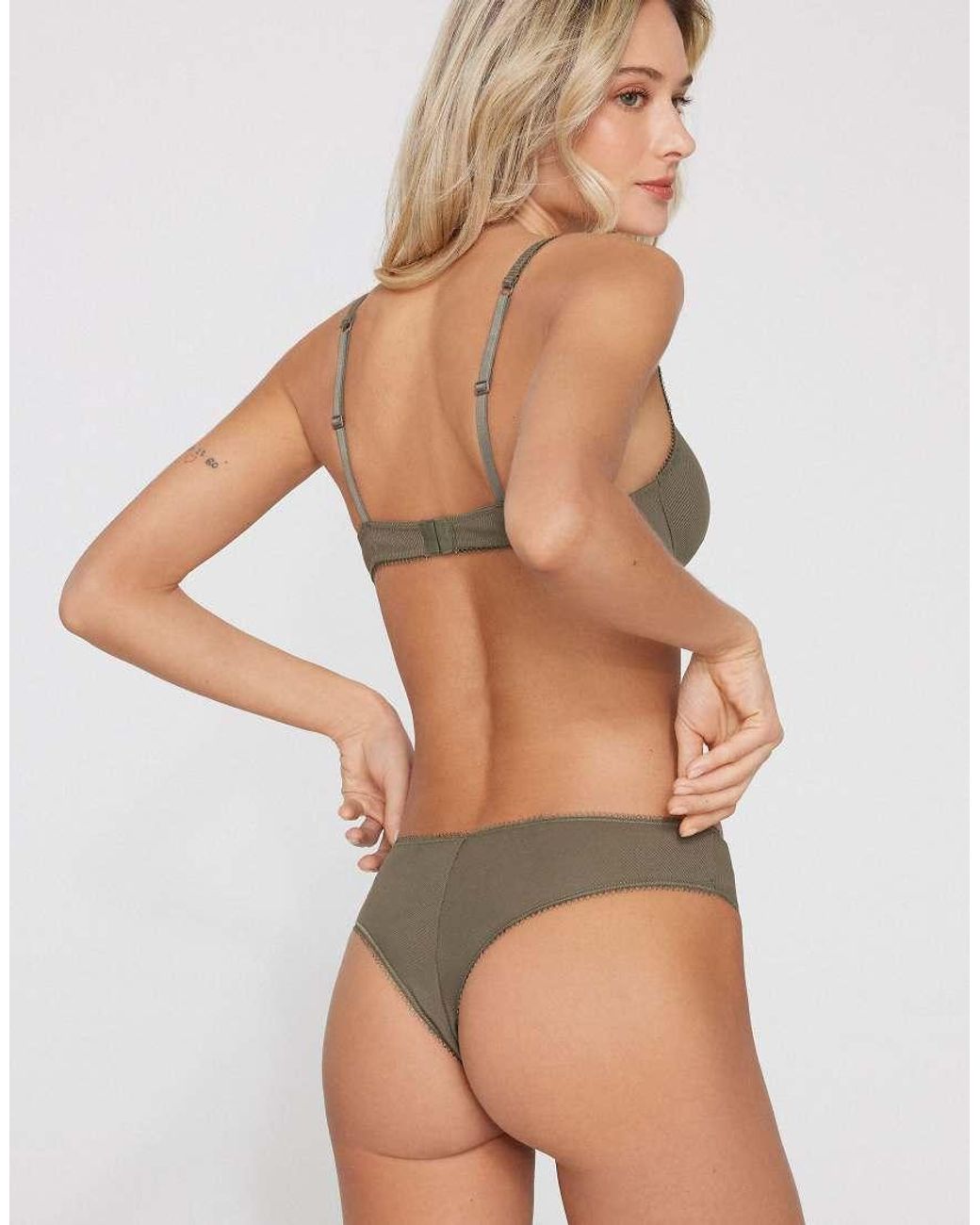 Tezenis Gray Cotton Cutie Ribbed Brazilian Briefs