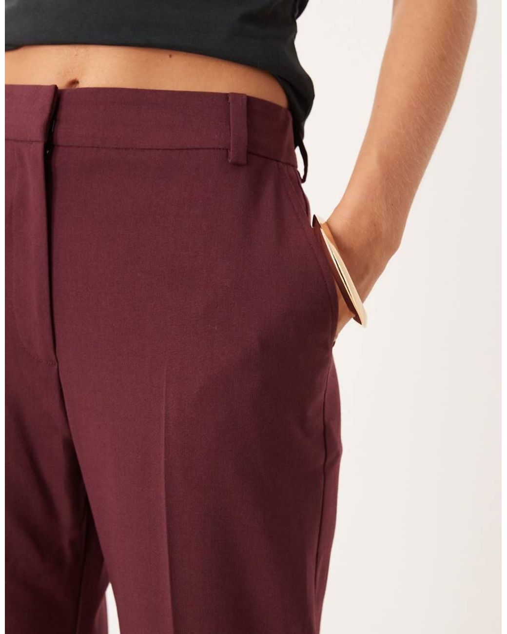 ASOS Red Petite Tailo Relaxed Straight Leg Trousers
