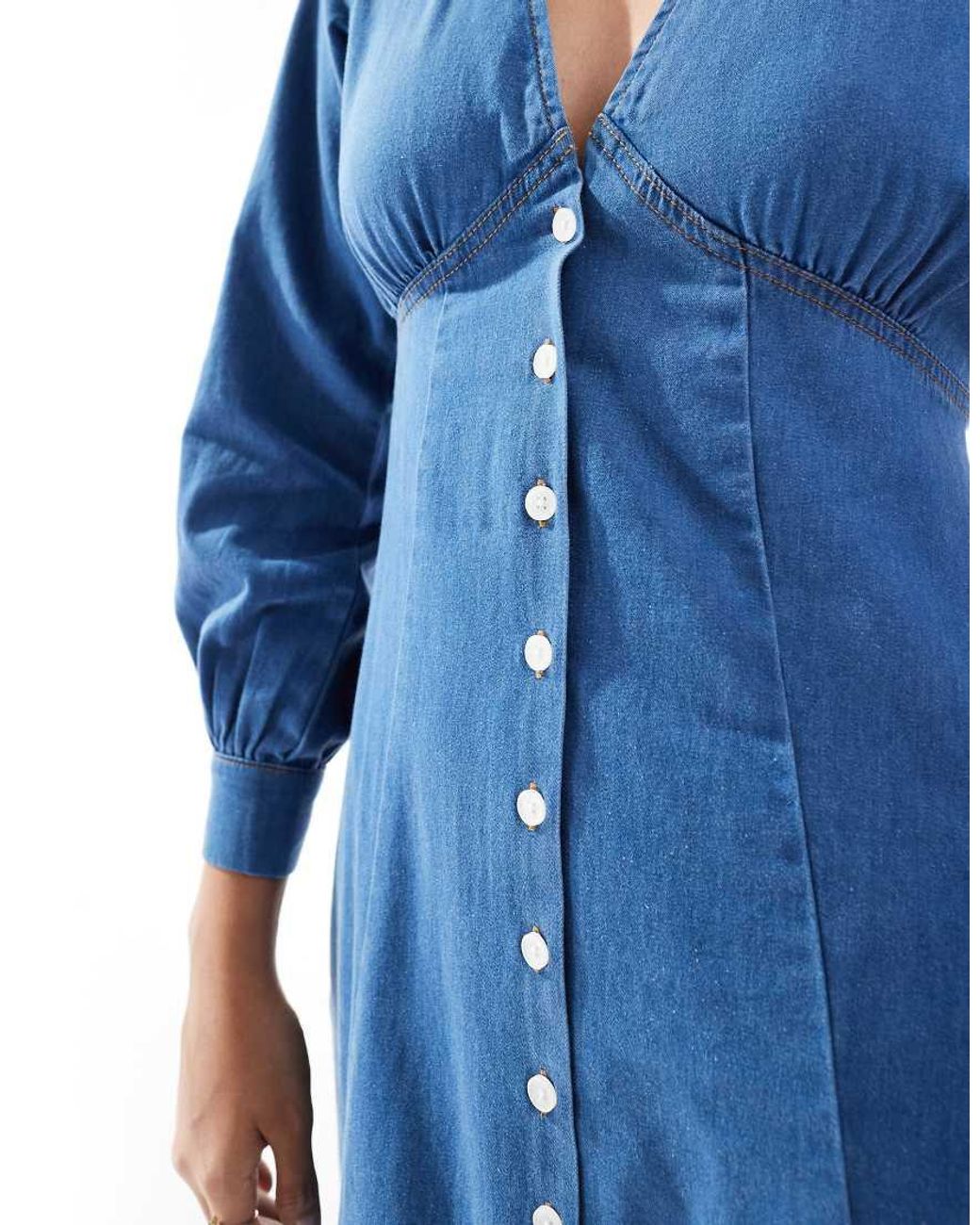 blue denim shannon midi dress Nobody's Child Shannon Denim Midi Dress in Blue