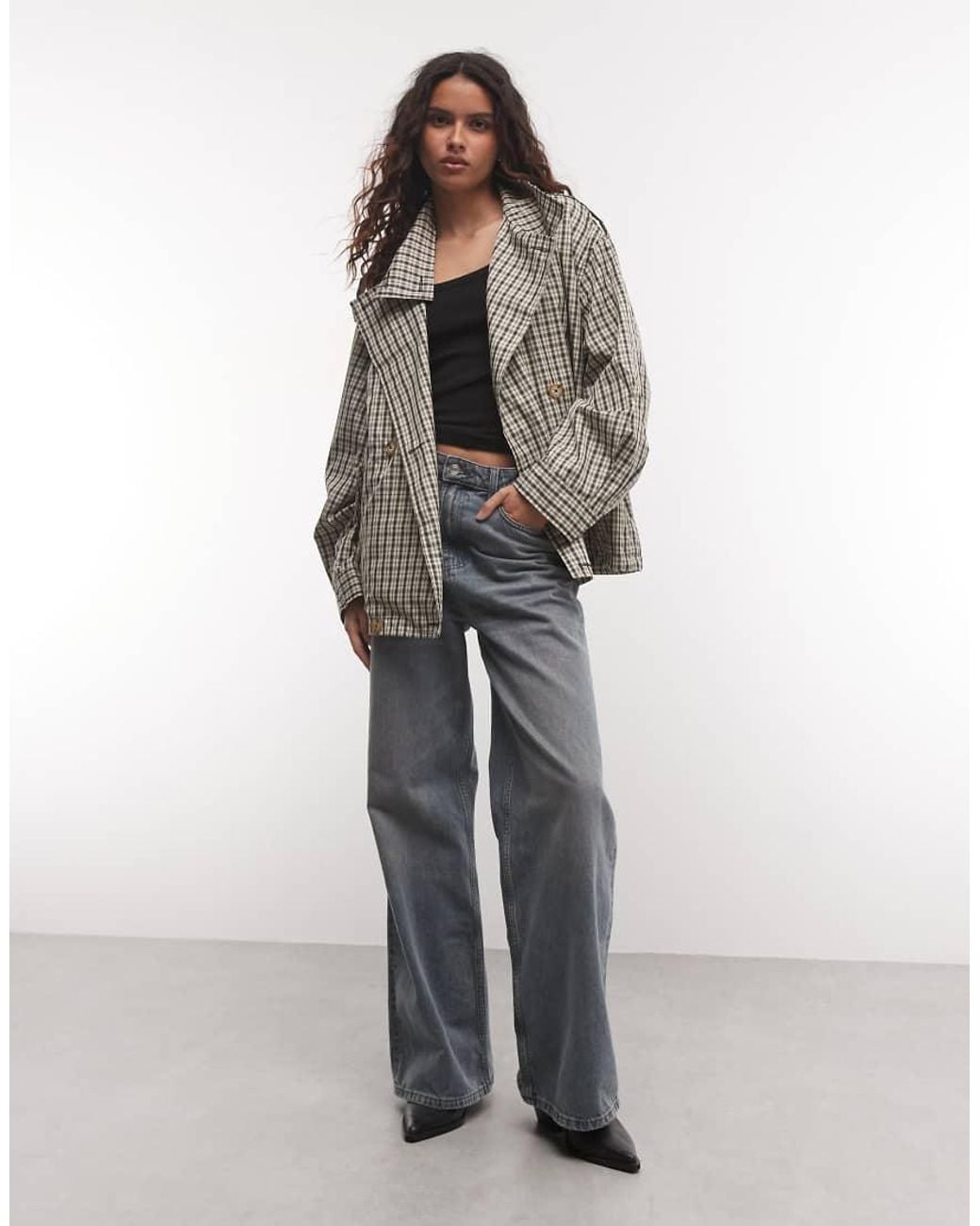 ASOS Gray Funnel Neck Button Front Trench Jacket