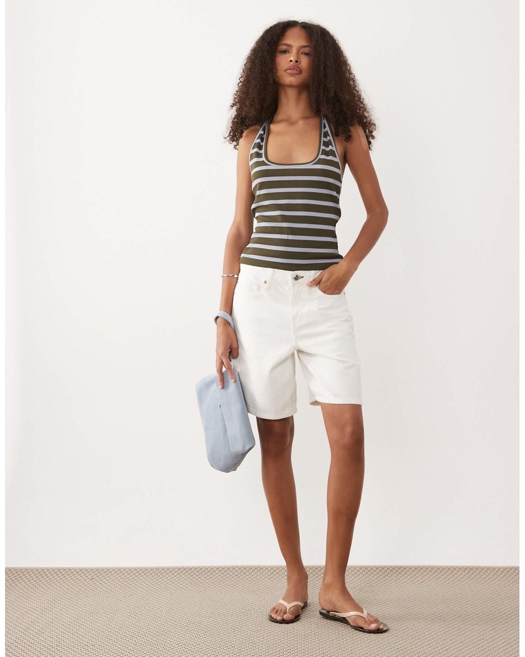 ASOS Multicolor Halter Top With Contrast Binding