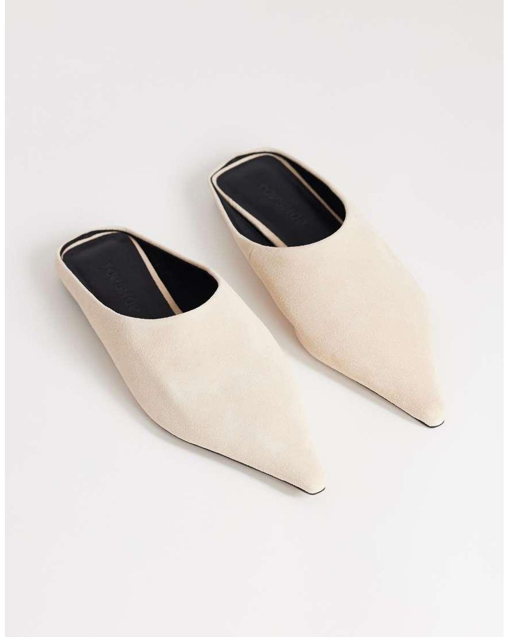 TOPSHOP White Dawn Real Suede Flat Pointed Shoe
